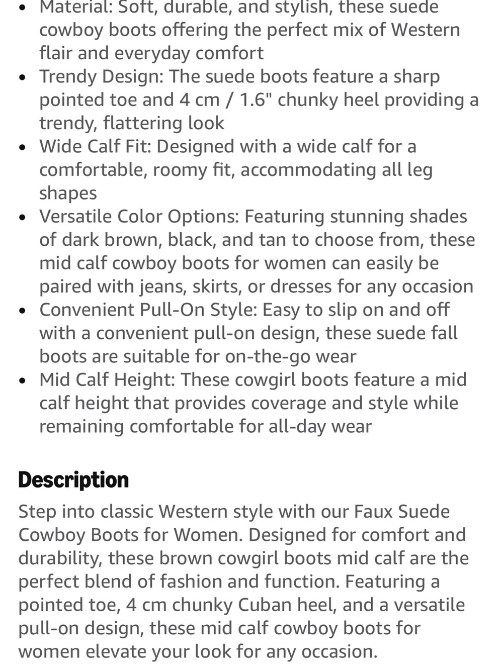 Brown Faux Suede Western Mid-Calf Boots for Women - Picture 2 of 4